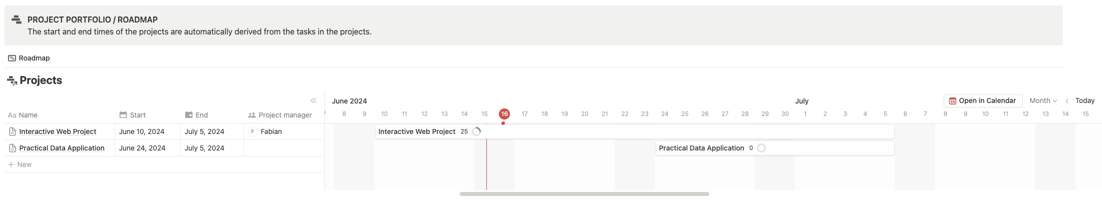 Project Portfolio Roadmap